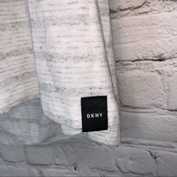 DKNY White & Gray Striped Short Sleeve Tee Shirt - Picture 3 of 6